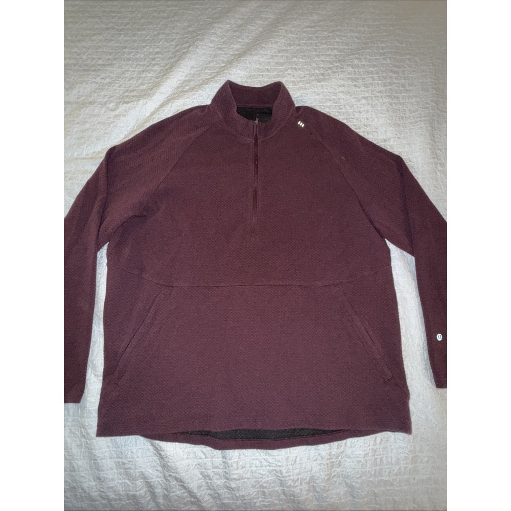 Lululemon At Ease 1/2 Half Zip Pullover Sweater Burgundy Textured XL Long Sleeve